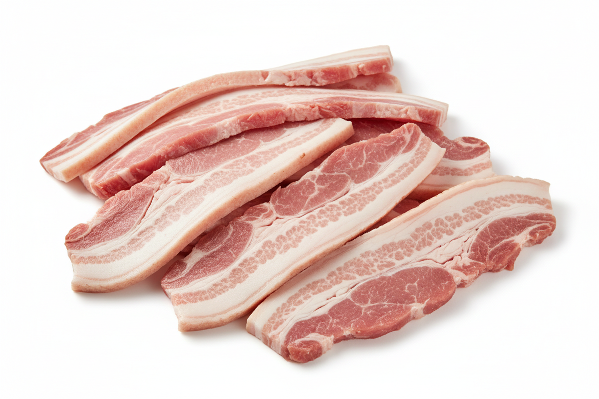 1KG RAW PORK RASHES ON A WHITE BACKGROUND