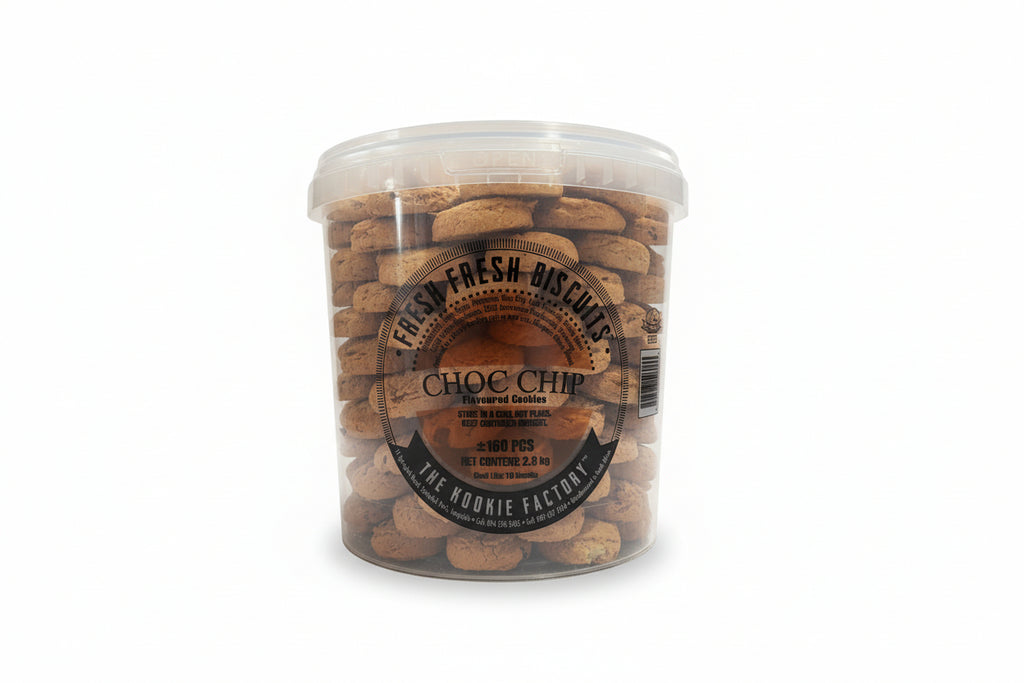 2.8KG BUCKET THE KOOKIE FACTORY CHOC BISCUITES