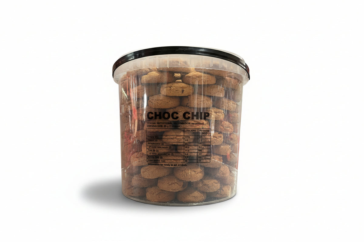 2.8KG BUCKET THE KOOKIE FACTORY CHOC BISCUITES