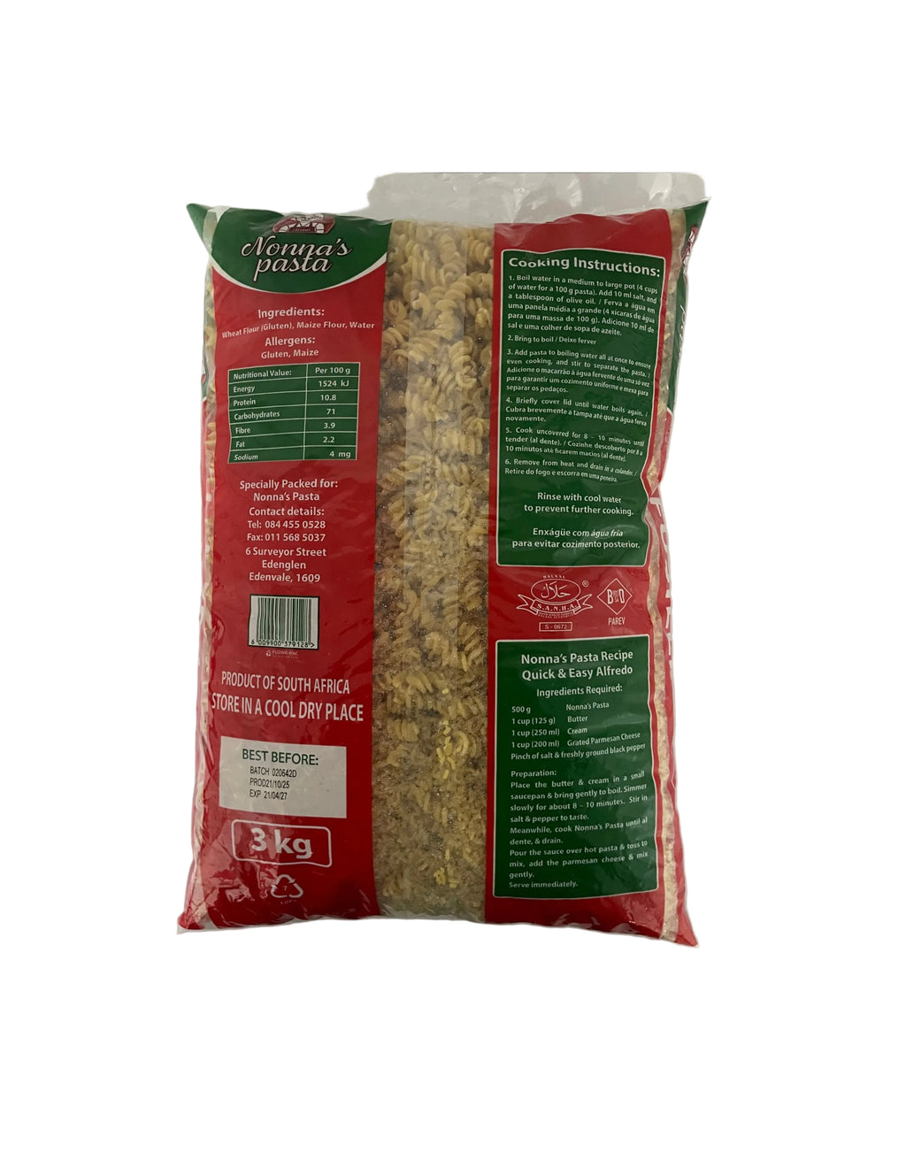 3KG FUSILLI NONNAS PASTA