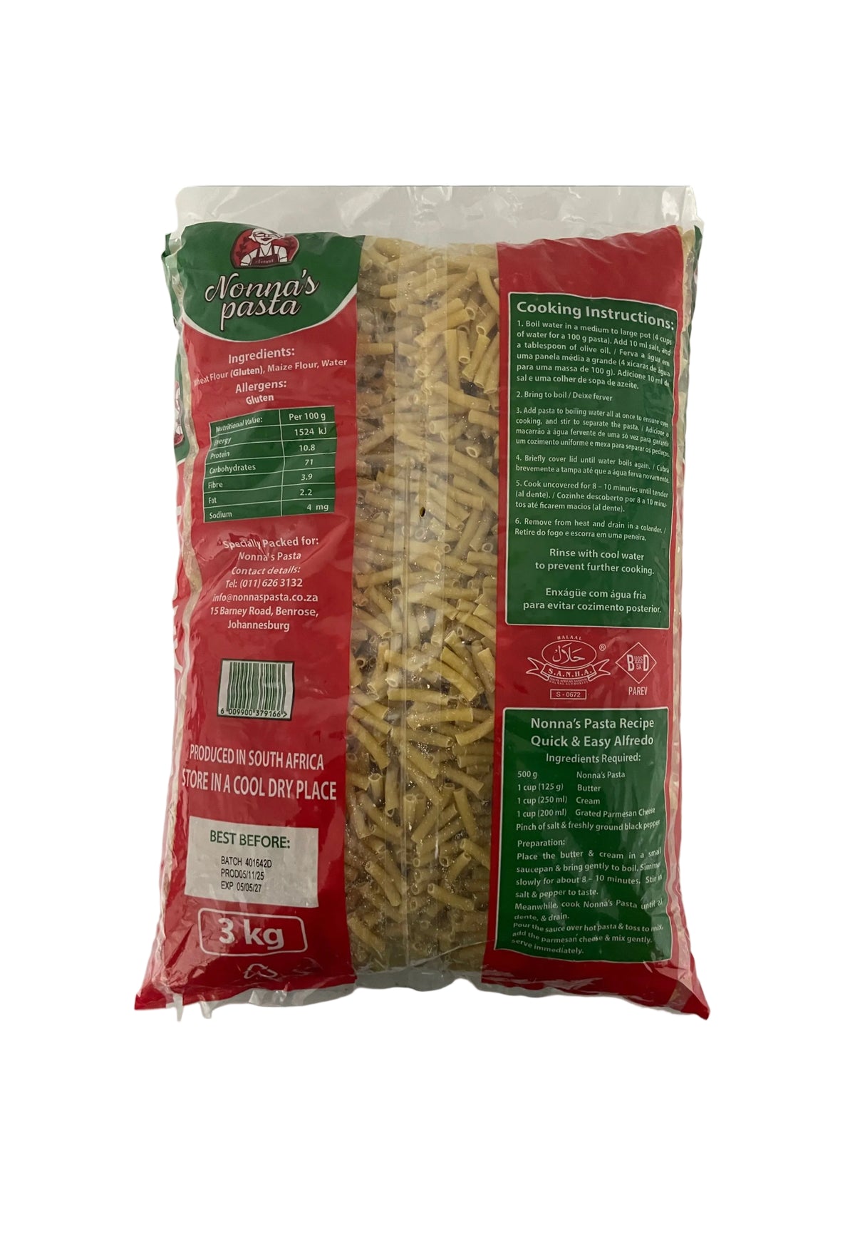 3KG MACARONI NONNAS PASTA